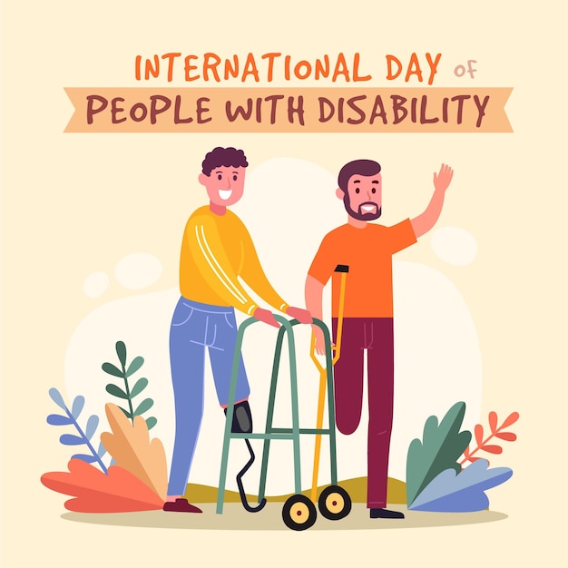 Plik wektorowy ręcznie rysowane międzynarodowy dzień osób z niepełnosprawnością