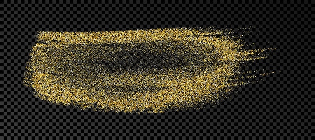 Plik wektorowy ręcznie rysowane miejsce atramentu w złotym brokacie. złoty atrament miejscu z błyszczy na białym tle na ciemnym przezroczystym tle. ilustracja wektorowa