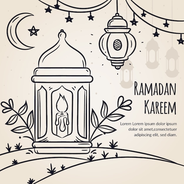 Plik wektorowy ręcznie rysowane motyw ramadan