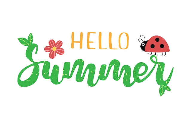 Ręcznie Rysowane Napis Skład Hello Summer Design Dla Kart Dekoracyjnych Wydrukować Plakat Internetowy