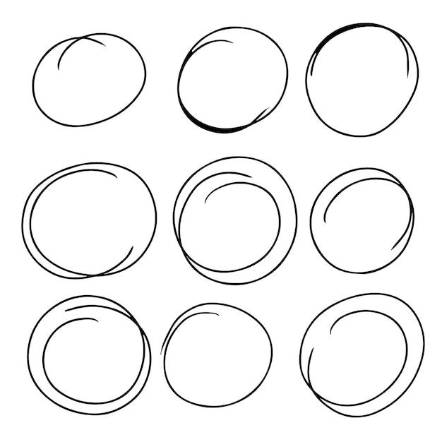 Ręcznie Rysowane Okrągły Zestaw Bazgrołów Kolekcja Ramek Okręgów Izolowany Na Białym Tle Vector