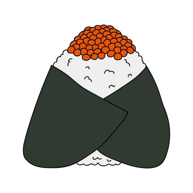 Plik wektorowy ręcznie rysowane onigiri clipart japoński fast food z ryżu kulka ryżu w wodorostach nori