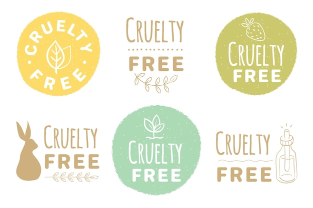 Ręcznie Rysowane Pakiet Odznak Cruelty Free