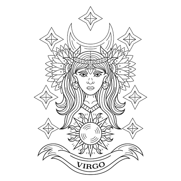 Ręcznie rysowane panny w stylu zentangle
