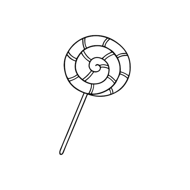 Ręcznie Rysowane Paski Lollipop Doodle Spiral Cukierki W Stylu Szkicu