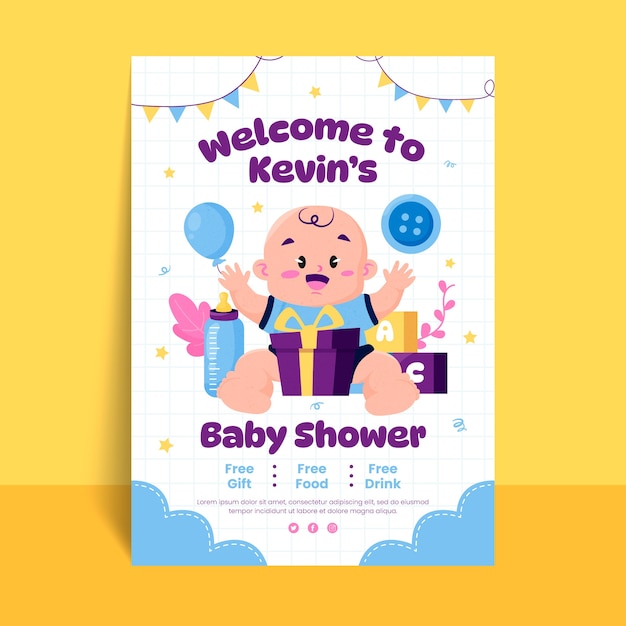 Plik wektorowy ręcznie rysowane plakat baby shower