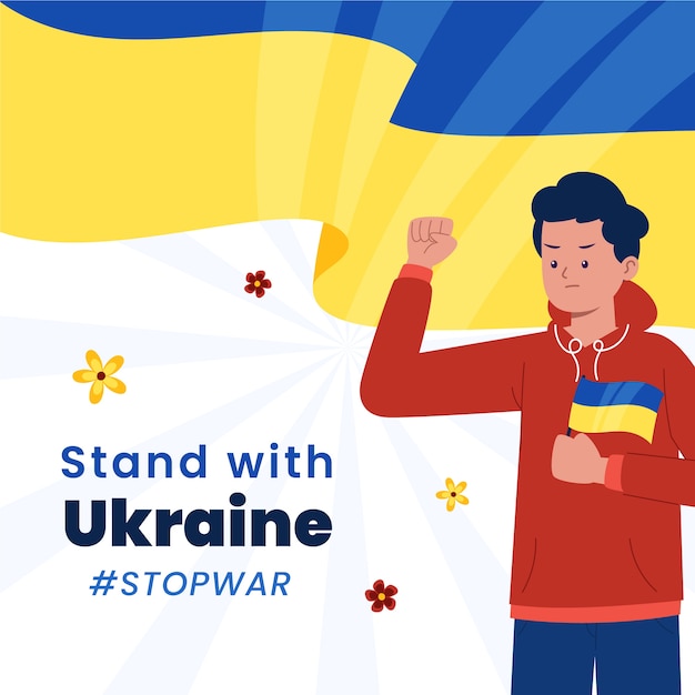 Ręcznie Rysowane Płaska Ilustracja Wojny Na Ukrainie