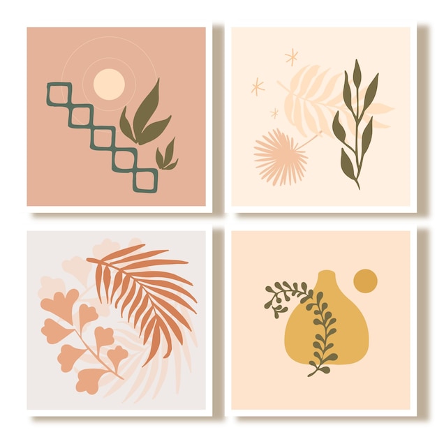 Ręcznie rysowane płaska konstrukcja boho ściany sztuki ilustracji wektorowych