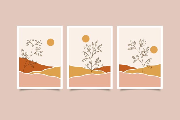 Ręcznie rysowane płaska ściana boho plakat artystyczny