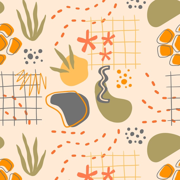 Ręcznie rysowane płaski abstrakcyjny wzór doodle