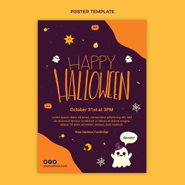 Ręcznie rysowane płaski szablon pionowego plakatu halloween