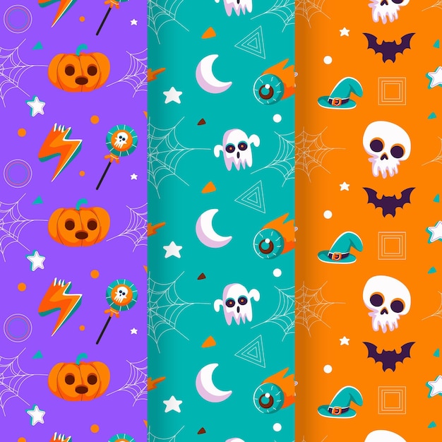 Ręcznie rysowane płaski wzór halloween