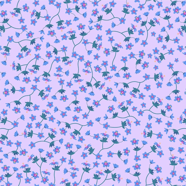 Plik wektorowy ręcznie rysowane płaski wzór małych kwiatów