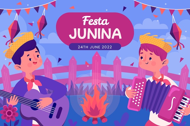 Ręcznie rysowane płaskie festas juninas ilustracja