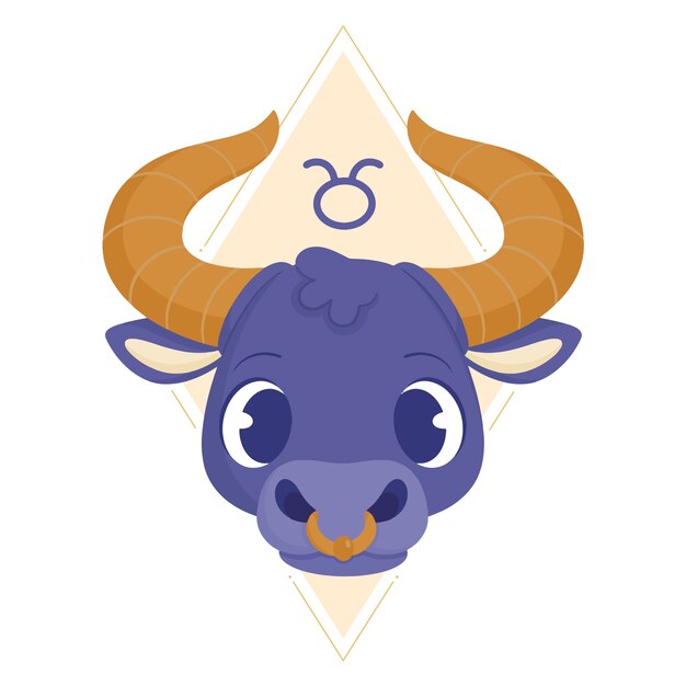 Ręcznie rysowane płaskie logo taurus