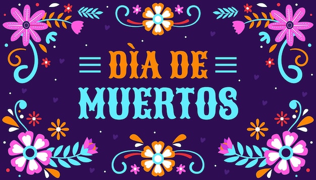 Ręcznie rysowane płaskie tło dia de muertos