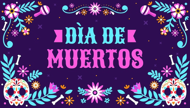 Ręcznie rysowane płaskie tło dia de muertos