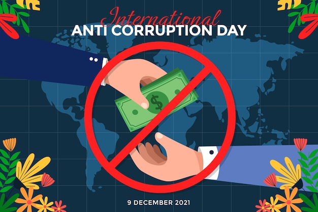 Ręcznie Rysowane Płaskie Tło Dnia Anty Korupcji