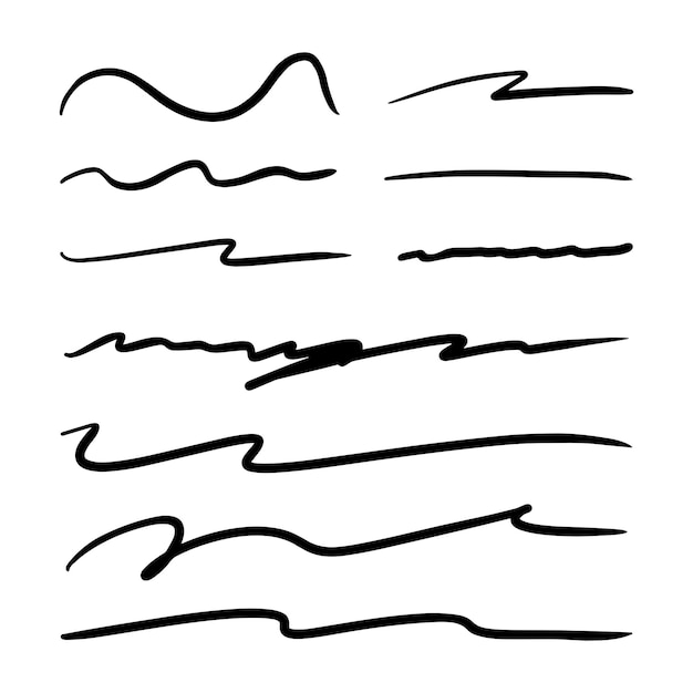 Ręcznie rysowane podkreślenie kolekcji ilustracji wektorowych