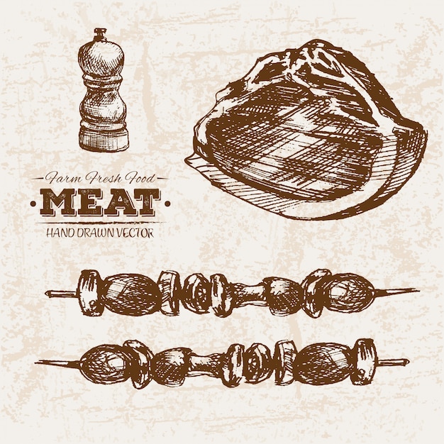 Ręcznie Rysowane Produkty Mięsne
