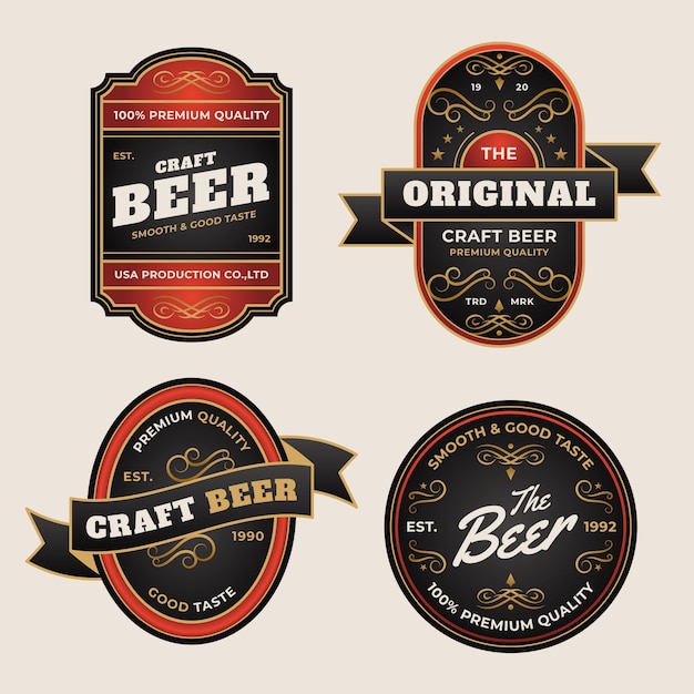 Plik wektorowy ręcznie rysowane projekt etykiety piwa