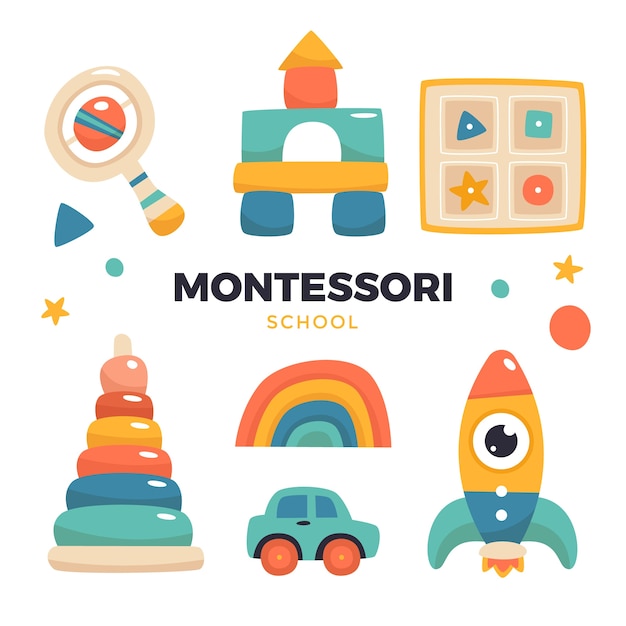 Plik wektorowy ręcznie rysowane projekt montessori