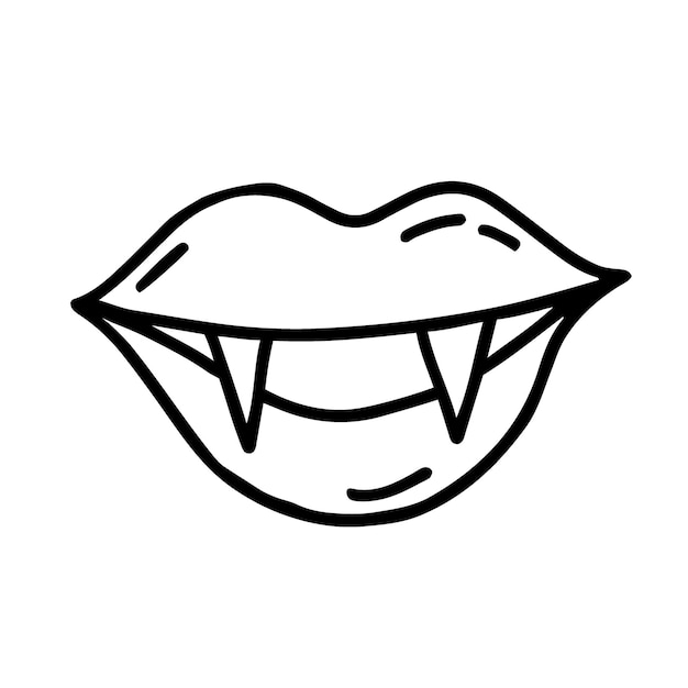 Ręcznie rysowane projekt warg z kłami w stylu doodle