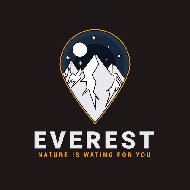 Plik wektorowy ręcznie rysowane projektowanie logo everest