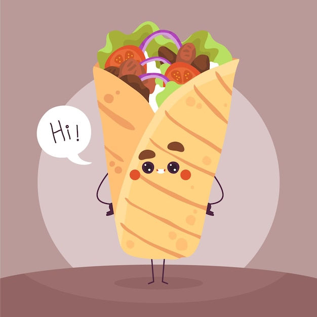 Ręcznie Rysowane Pyszna Ilustracja Shawarma