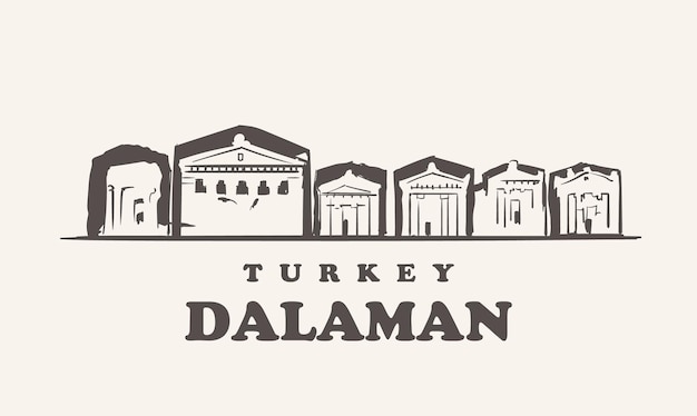 Ręcznie rysowane ruiny w dalaman, turcja