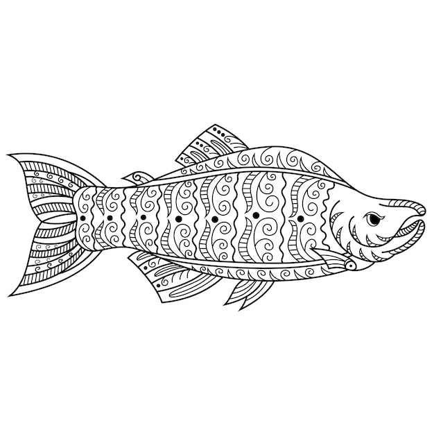Ręcznie rysowane ryby w stylu zentangle