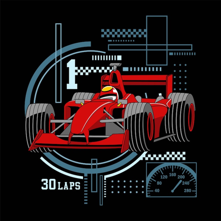 Wektor ręcznie rysowane samochód wyścigowy formuły 1