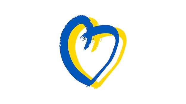 Ręcznie rysowane serce w ukraińskich kolorach