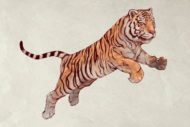 Ręcznie rysowane skaczący wektor tygrysa