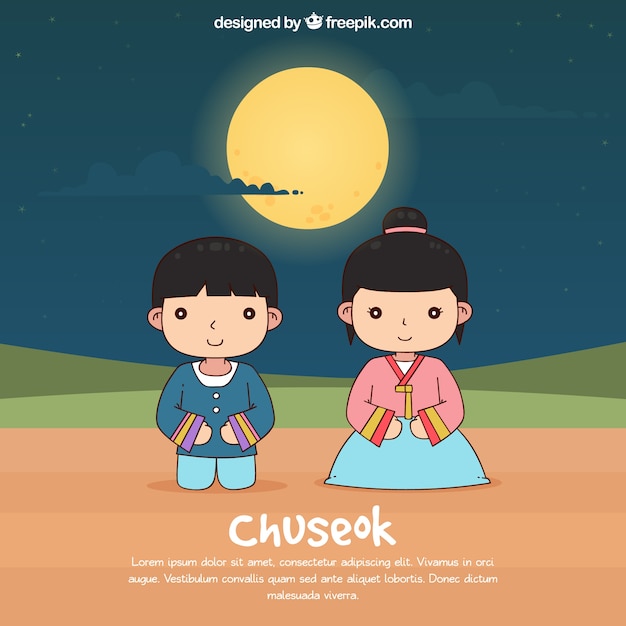 Ręcznie Rysowane Skład Chuseok