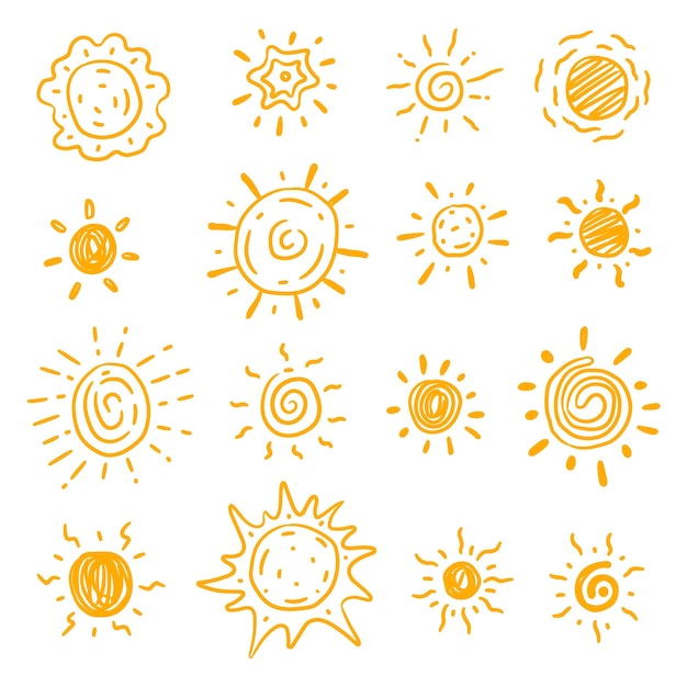 Plik wektorowy ręcznie rysowane słońce doodle ilustracja