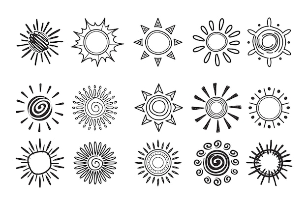 Ręcznie rysowane słońce doodle ilustracja