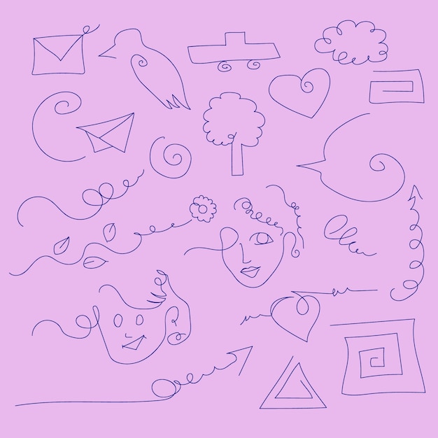 Plik wektorowy ręcznie rysowane streszczenie doodle na fioletowym tle