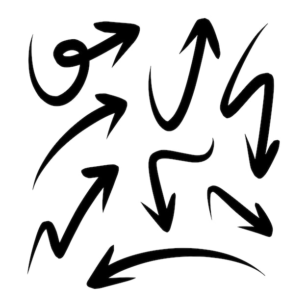 Ręcznie rysowane strzałki zestaw Doodle wektor ilustracja eps 10