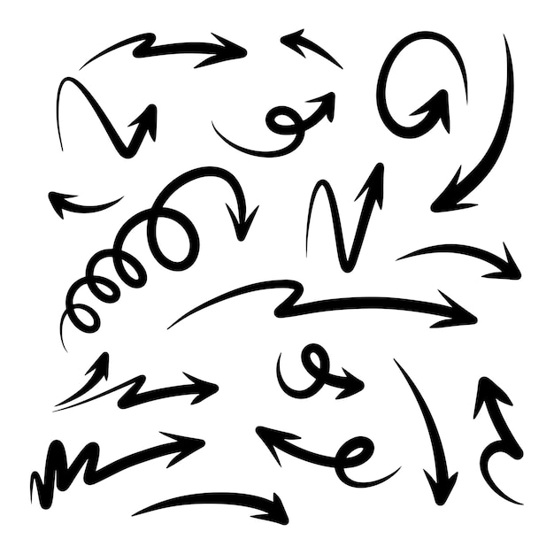 Ręcznie rysowane strzałki zestaw Doodle wektor ilustracja eps 10