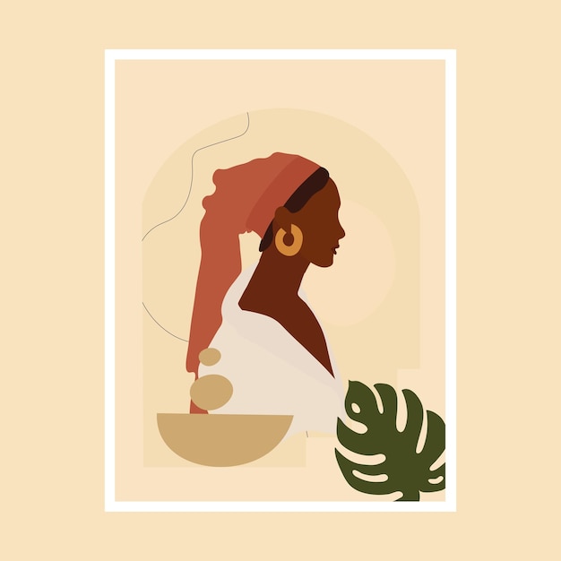 Plik wektorowy ręcznie rysowane stylowa ilustracja kobiet afro boho