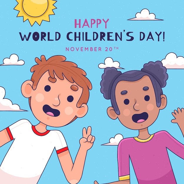 Ręcznie Rysowane światowy Dzień Dziecka Ilustracja