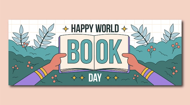 Plik wektorowy ręcznie rysowane światowy dzień książki poziomy baner