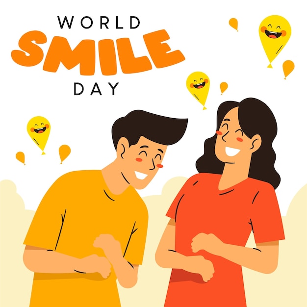 Plik wektorowy ręcznie rysowane światowy dzień uśmiechu wektor ilustracja koncepcja