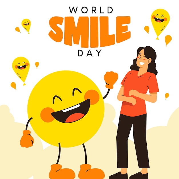 Plik wektorowy ręcznie rysowane światowy dzień uśmiechu wektor ilustracja koncepcja