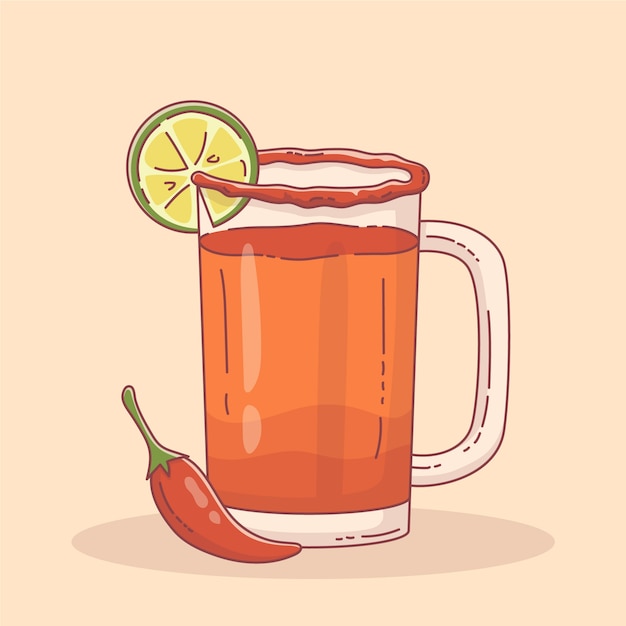 Ręcznie rysowane świeża ilustracja michelada