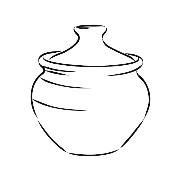 Ręcznie rysowane symbol szkicu rondel. Wektor Pot Element W Modnym Stylu.