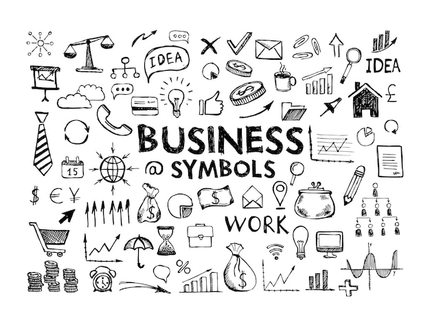 Ręcznie Rysowane Symbole Biznesowe.
