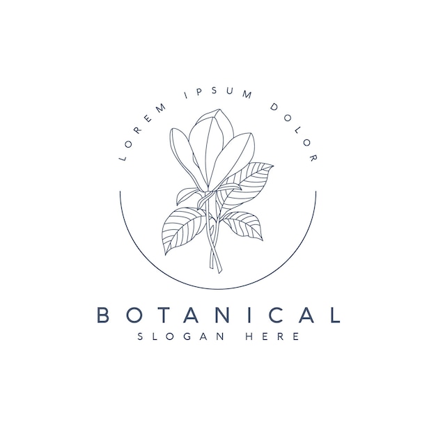 Ręcznie rysowane szablon botaniczny kwiatowy logo