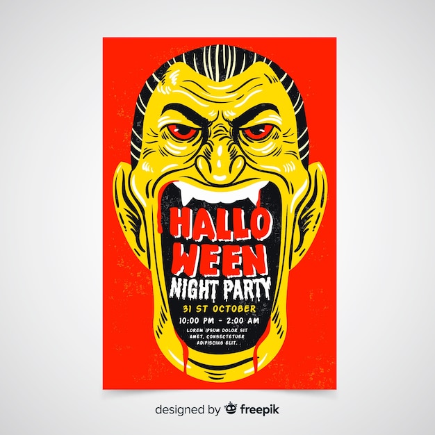 Ręcznie Rysowane Szablon Halloween Party Plakat